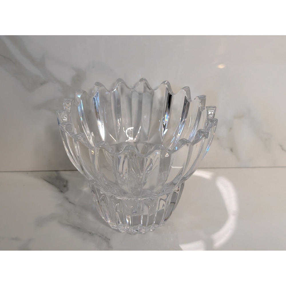 Mikasa Royal Suite Crystal Votive Candle Holder‎ Clear Scalloped Ribbed 4 Inch